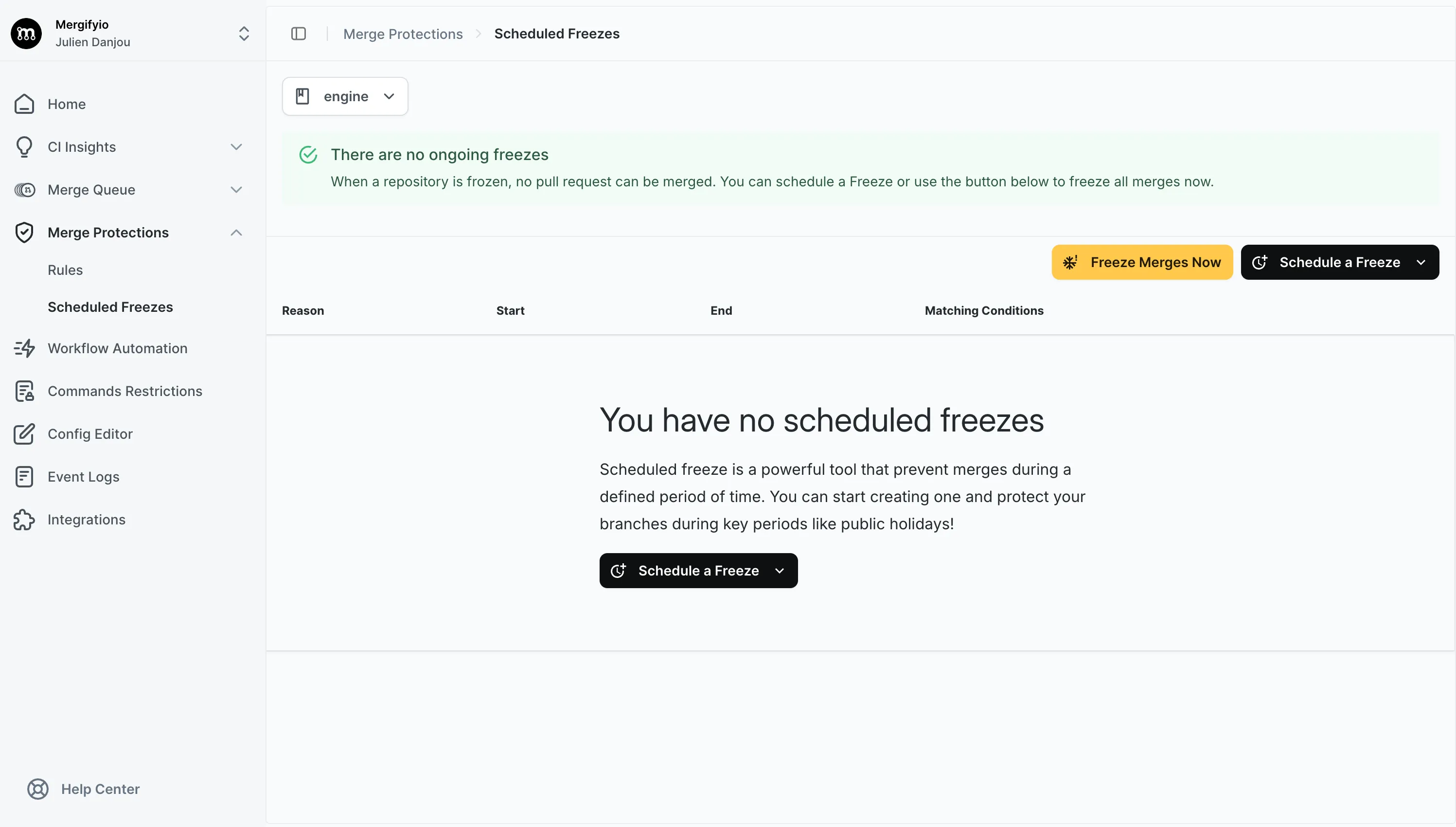 Scheduled Freezes